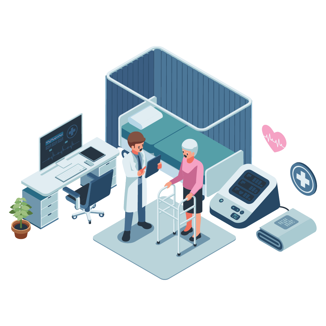 Isometric Doctor Assisting an Elderly Patient in Medical Facility [Dönüştürülmüş2]